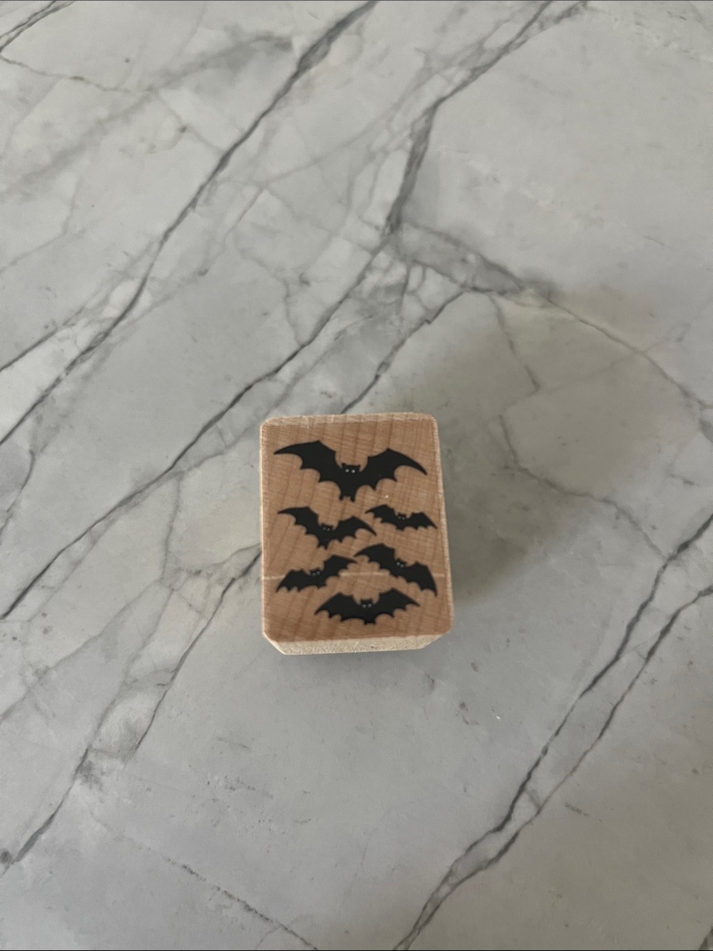 Halloween Bat Rubber Stamp - Black Bat Design